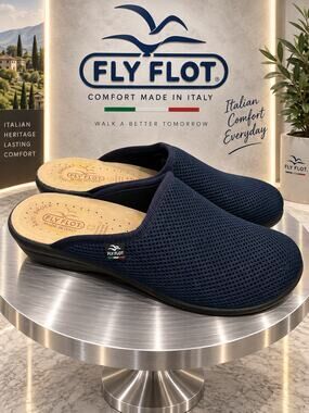 Fly Flot Navy Blue Slip-On Comfort Clogs Mules EU 41 US 9.5-10